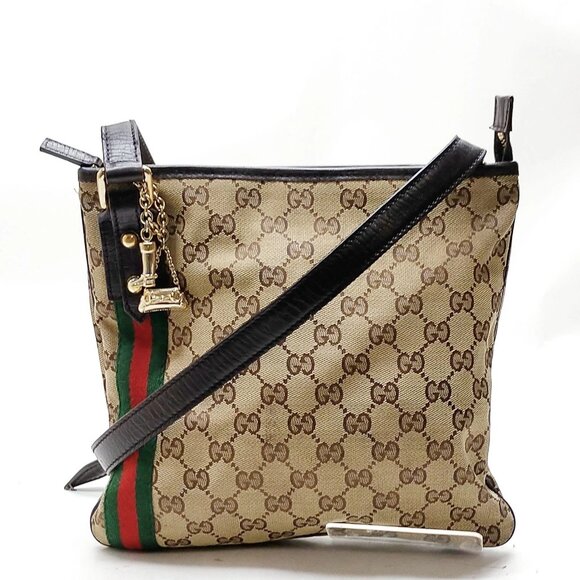 Authentic Gucci Sherry Line Brown Canvas Shoulder Bag mn514-113025 - Picture 1 of 16